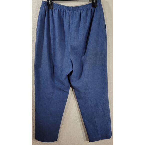 Blair Blue Pleated Pull On Slashed Pockets Pants 14 Lightweight Elastic Waist - Picture 2 of 7
